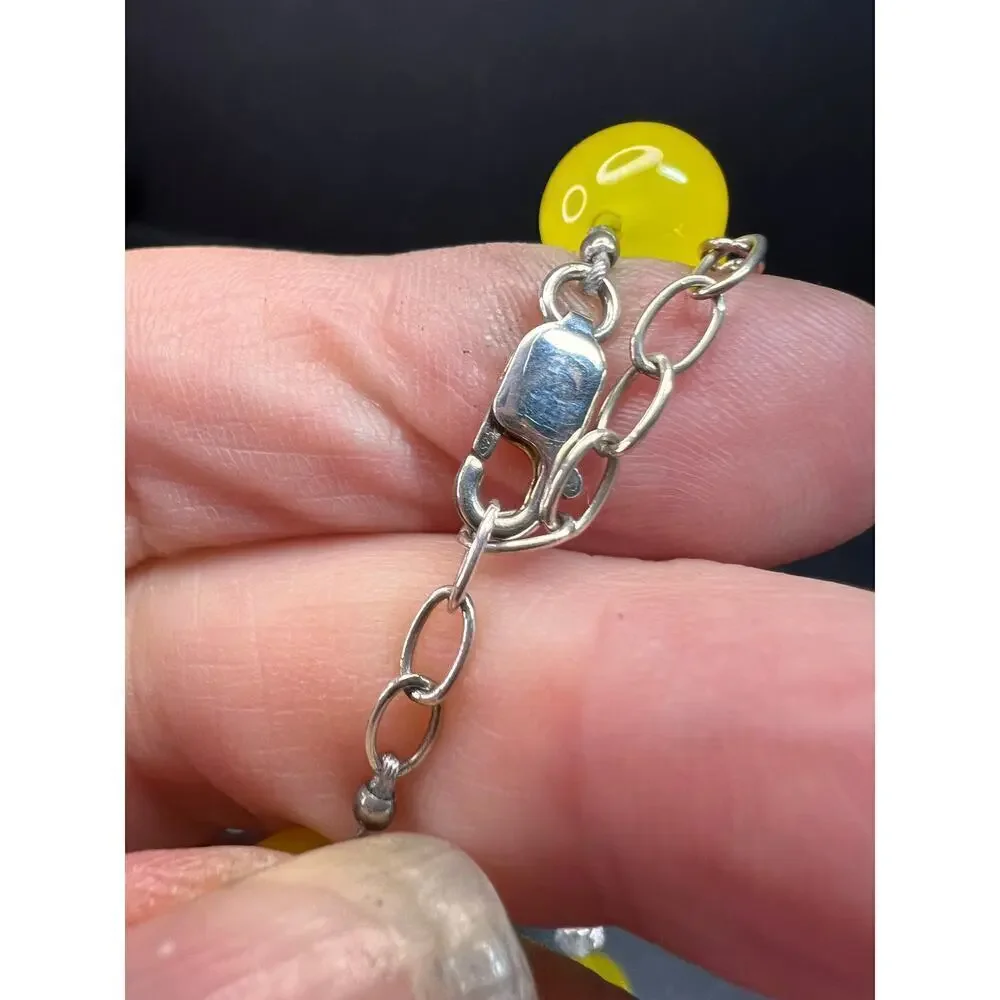 NEW Yellow chalcedony and quartz Sterling silver necklace